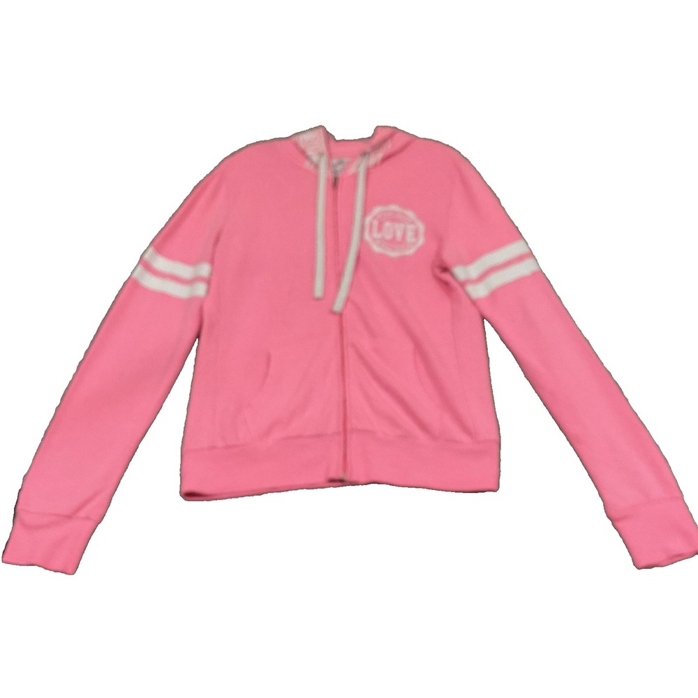 Y2K Juniors Pink LOVE Zip Up Hoodie‎ By Reflex Sz XL